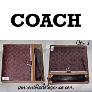 NEW Coach Black Currant Signature Print Boxed Notebook and Pencil Case Set